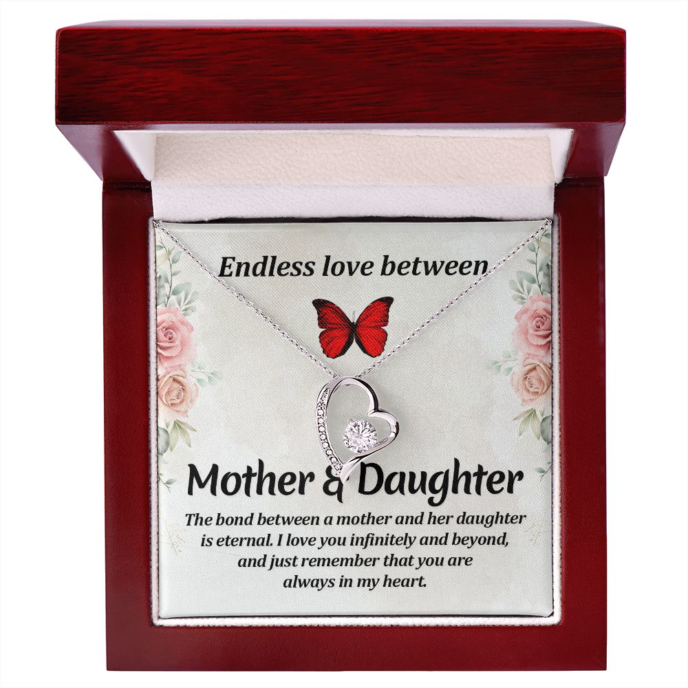 Endless Love Between Mother and Daughter Forever Necklace w Message Card-Express Your Love Gifts