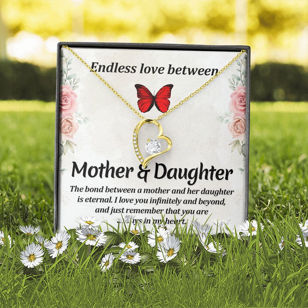 Endless Love Between Mother and Daughter Forever Necklace w Message Card-Express Your Love Gifts