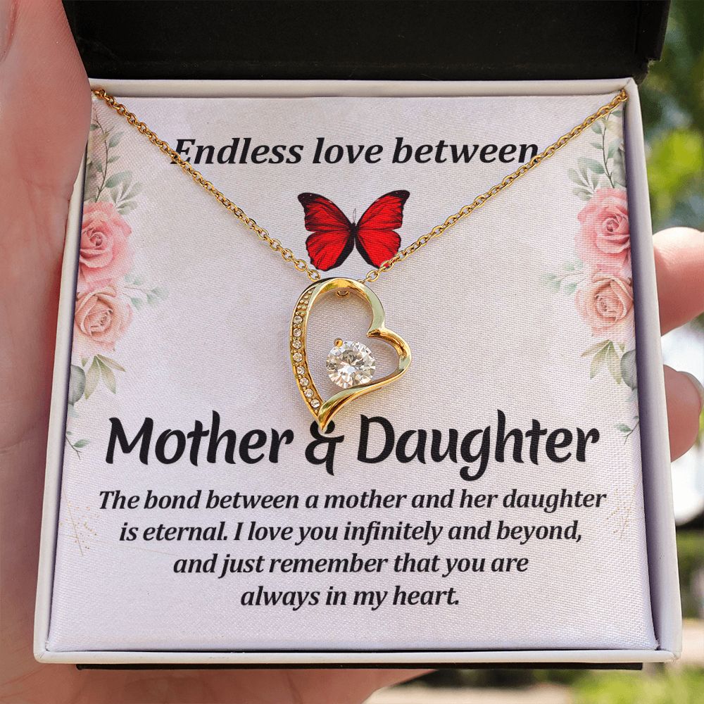 Endless Love Between Mother and Daughter Forever Necklace w Message Card-Express Your Love Gifts