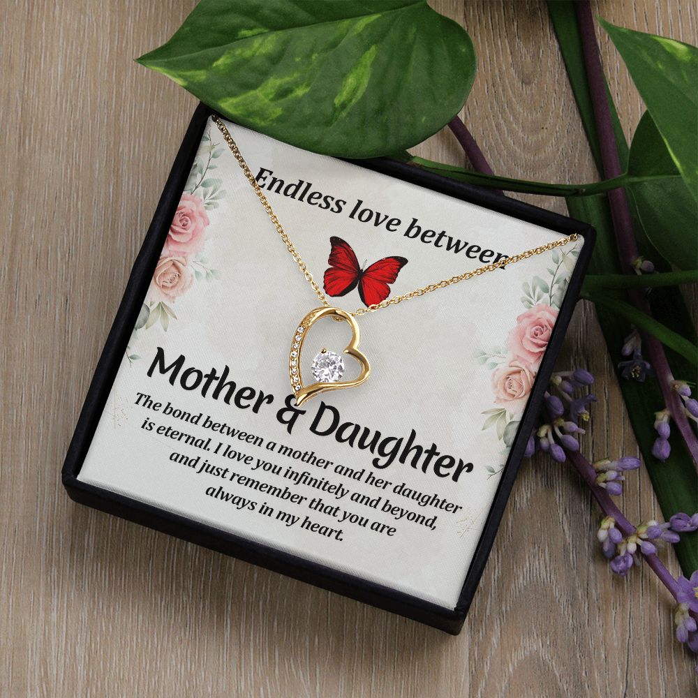 Endless Love Between Mother and Daughter Forever Necklace w Message Card-Express Your Love Gifts