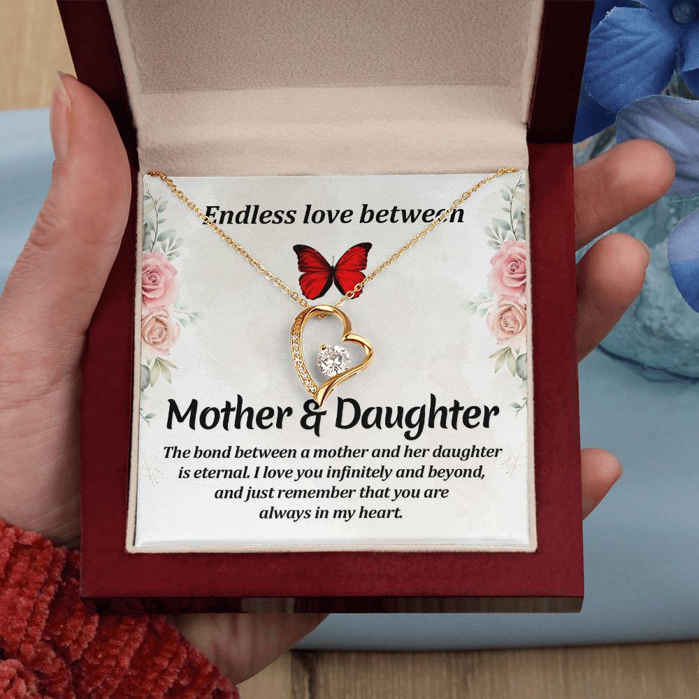 Endless Love Between Mother and Daughter Forever Necklace w Message Card-Express Your Love Gifts