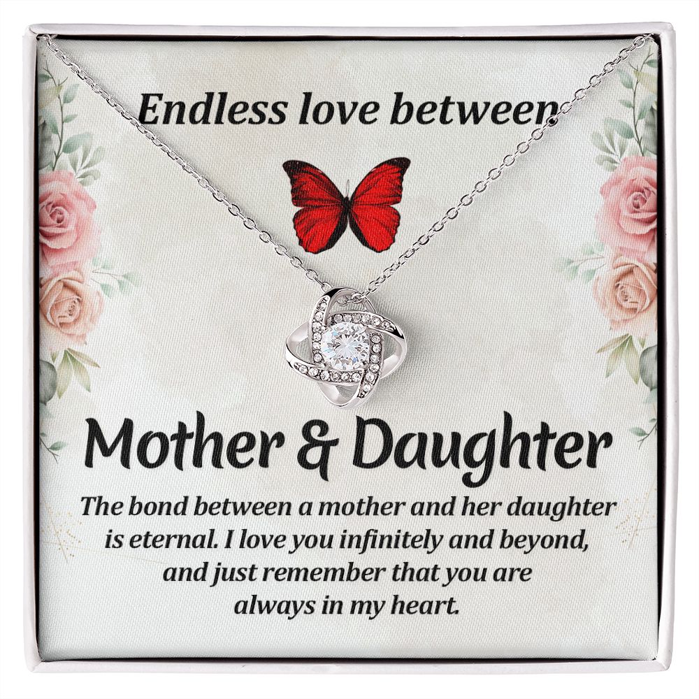 Endless Love Between Mother and Daughter Infinity Knot Necklace Message Card-Express Your Love Gifts