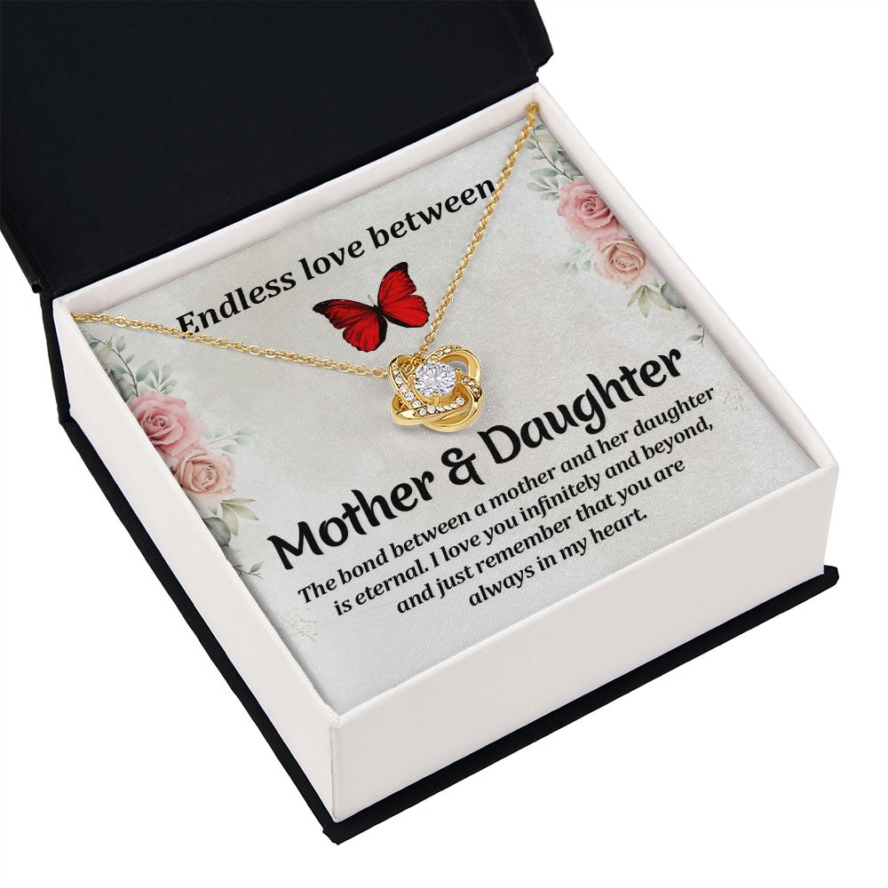 Endless Love Between Mother and Daughter Infinity Knot Necklace Message Card-Express Your Love Gifts