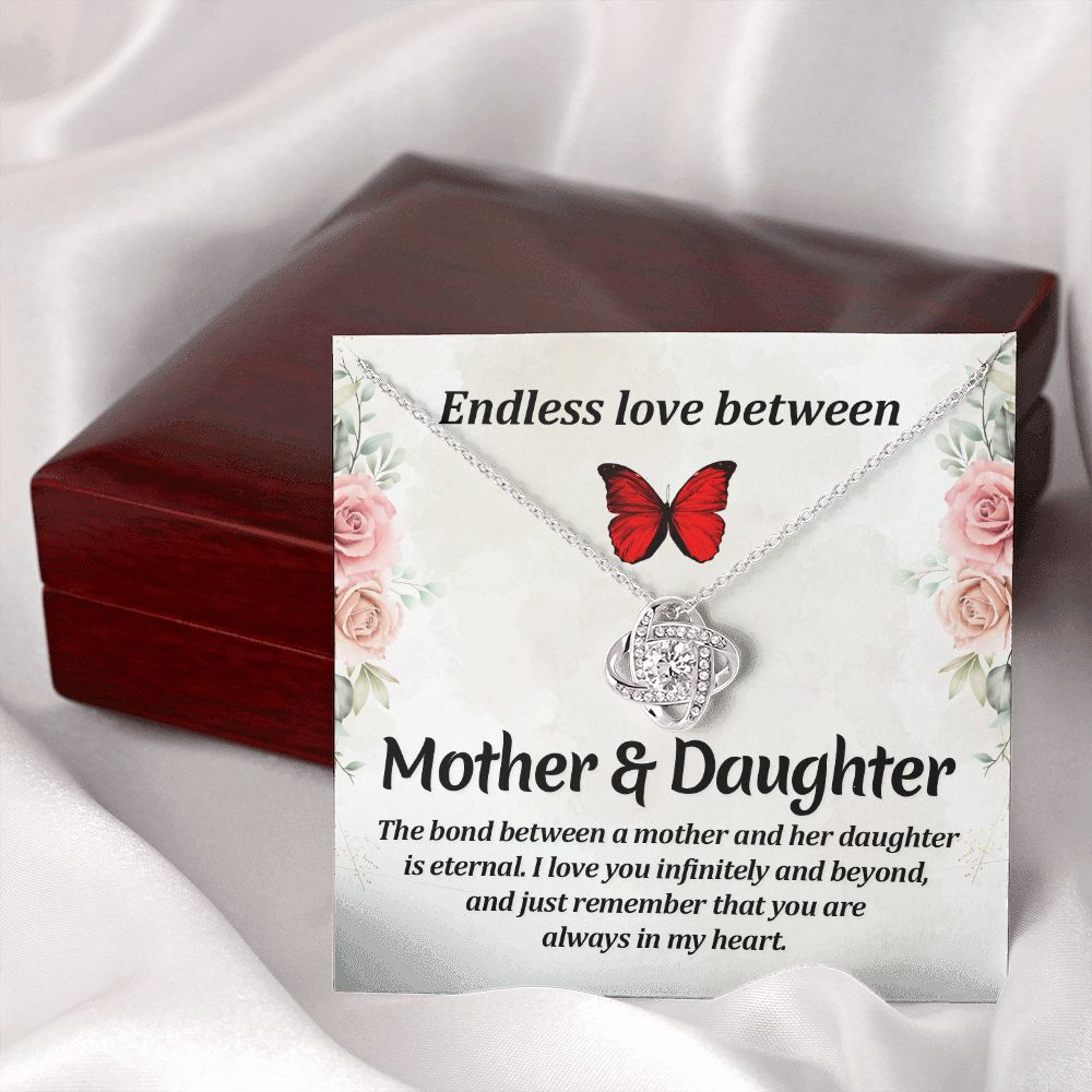 Endless Love Between Mother and Daughter Infinity Knot Necklace Message Card-Express Your Love Gifts