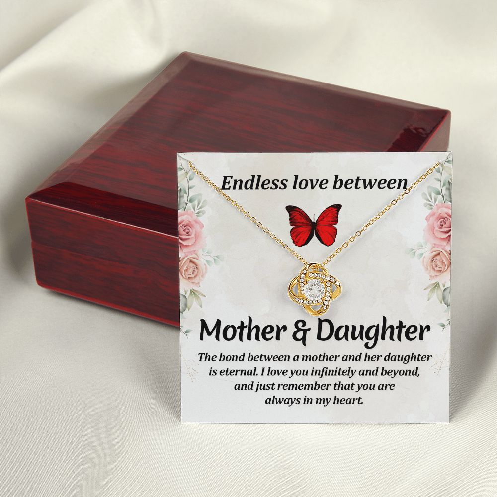 Endless Love Between Mother and Daughter Infinity Knot Necklace Message Card-Express Your Love Gifts