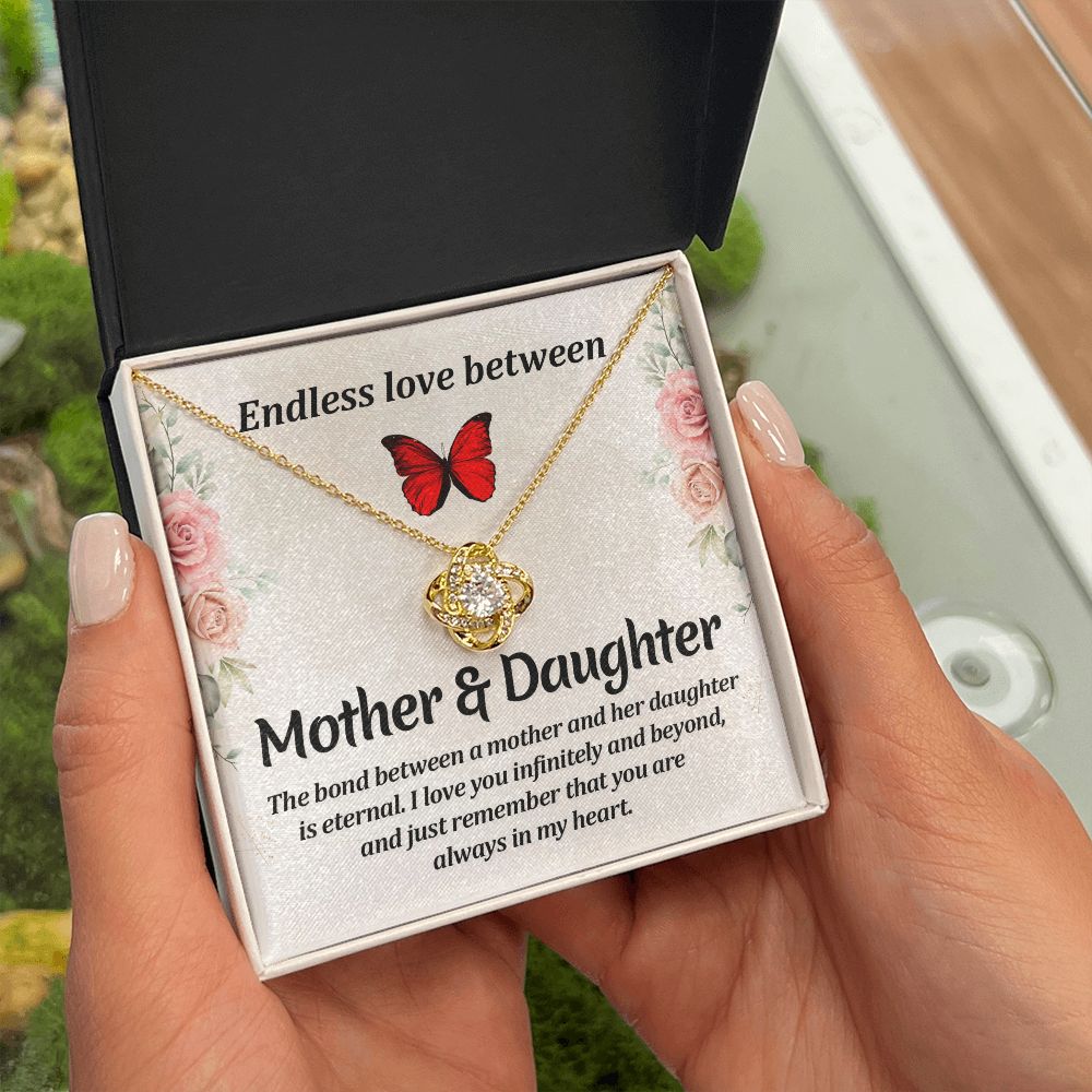 Endless Love Between Mother and Daughter Infinity Knot Necklace Message Card-Express Your Love Gifts