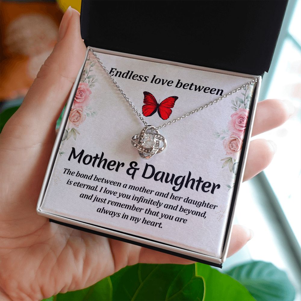 Endless Love Between Mother and Daughter Infinity Knot Necklace Message Card-Express Your Love Gifts