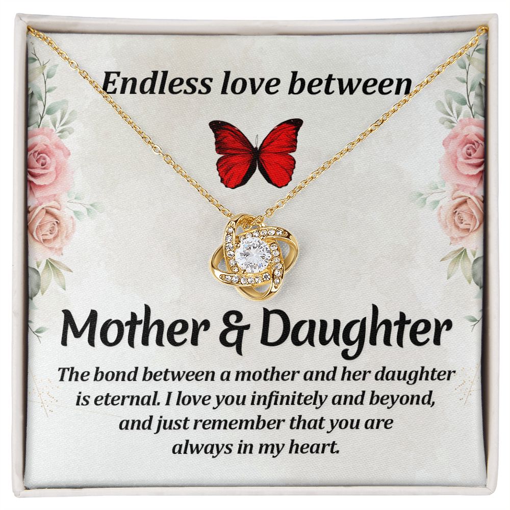 Endless Love Between Mother and Daughter Infinity Knot Necklace Message Card-Express Your Love Gifts