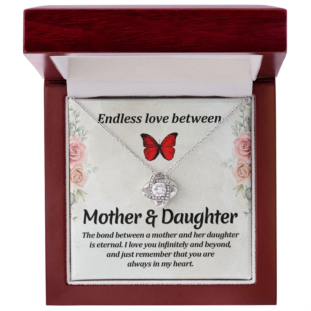 Endless Love Between Mother and Daughter Infinity Knot Necklace Message Card-Express Your Love Gifts