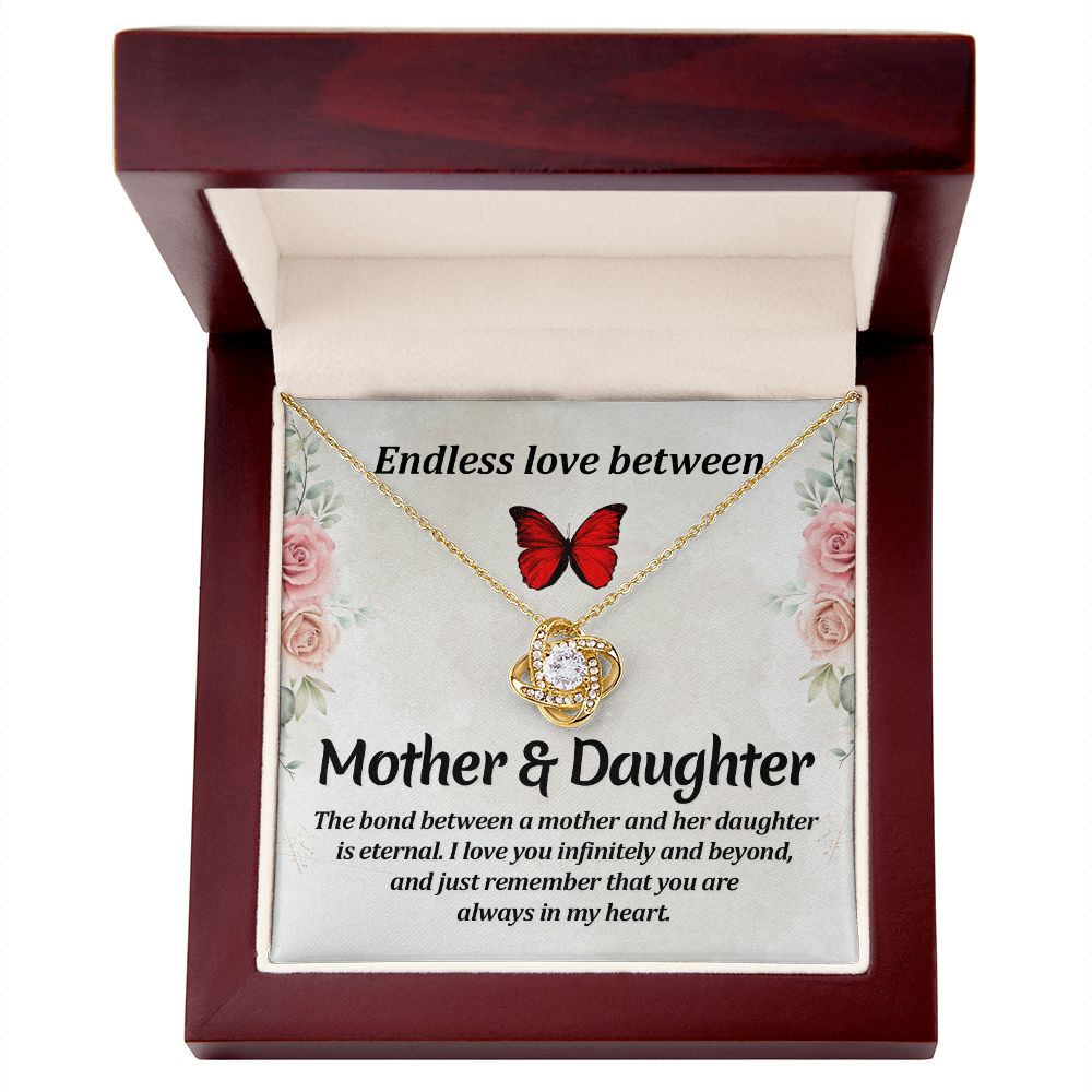 Endless Love Between Mother and Daughter Infinity Knot Necklace Message Card-Express Your Love Gifts