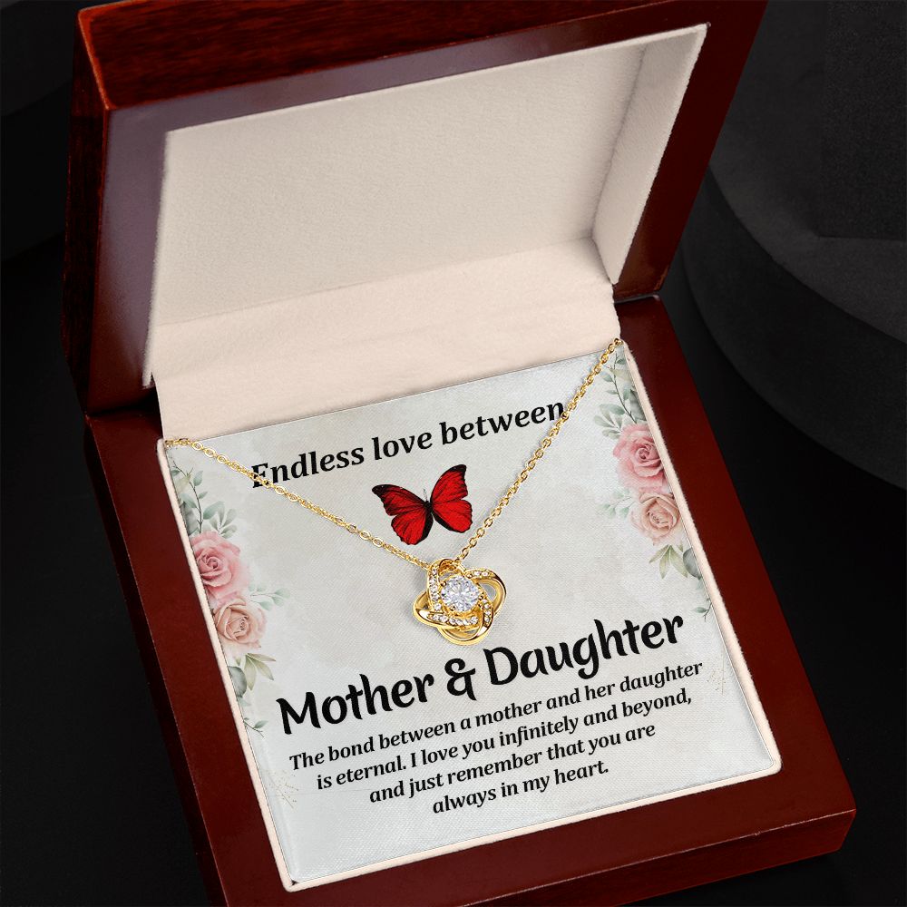 Endless Love Between Mother and Daughter Infinity Knot Necklace Message Card-Express Your Love Gifts