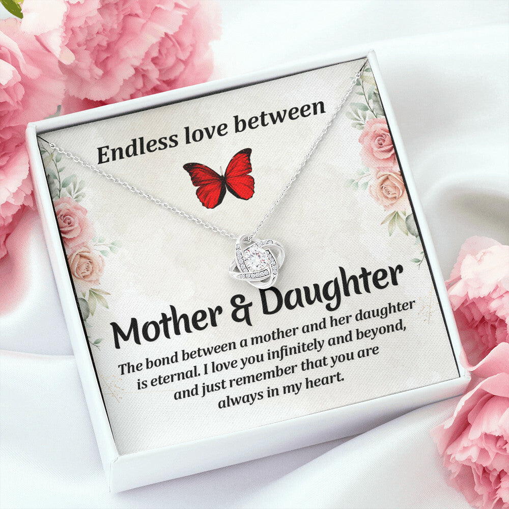 Endless Love Between Mother and Daughter Infinity Knot Necklace Message Card-Express Your Love Gifts