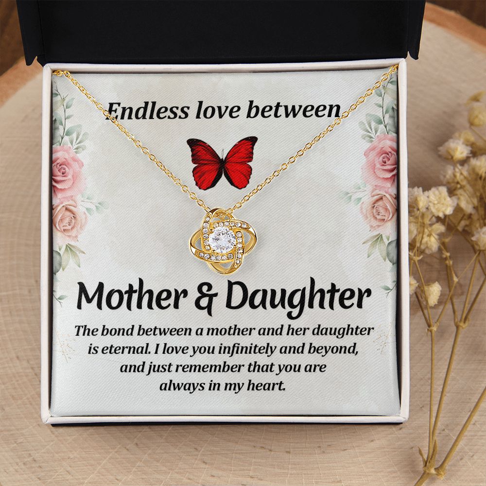 Endless Love Between Mother and Daughter Infinity Knot Necklace Message Card-Express Your Love Gifts