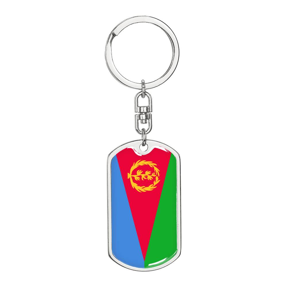 Eritrea Flag Keychain Dog Tag Stainless Steel or 18k Gold-Express Your Love Gifts