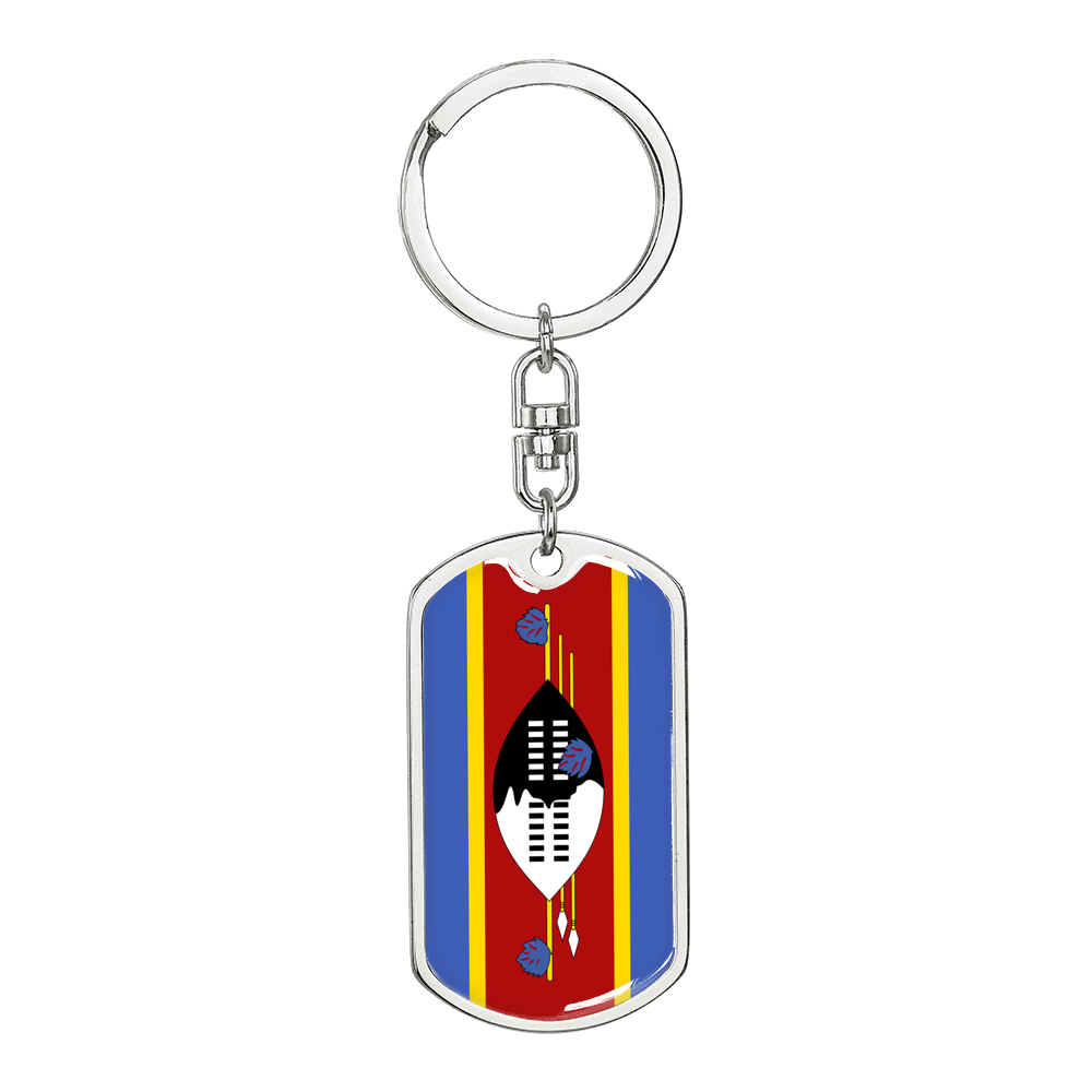 Eswatini Flag Swivel Keychain Dog Tag Stainless Steel or 18k Gold-Express Your Love Gifts