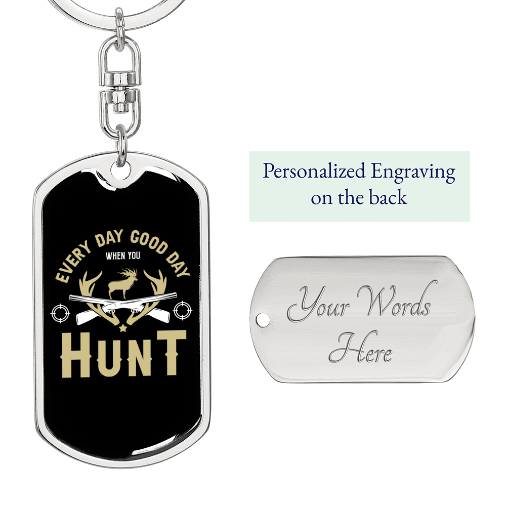 Everyday Hunter'S Keychain Gift Stainless Steel or 18k Gold Dog Tag Keyring-Express Your Love Gifts