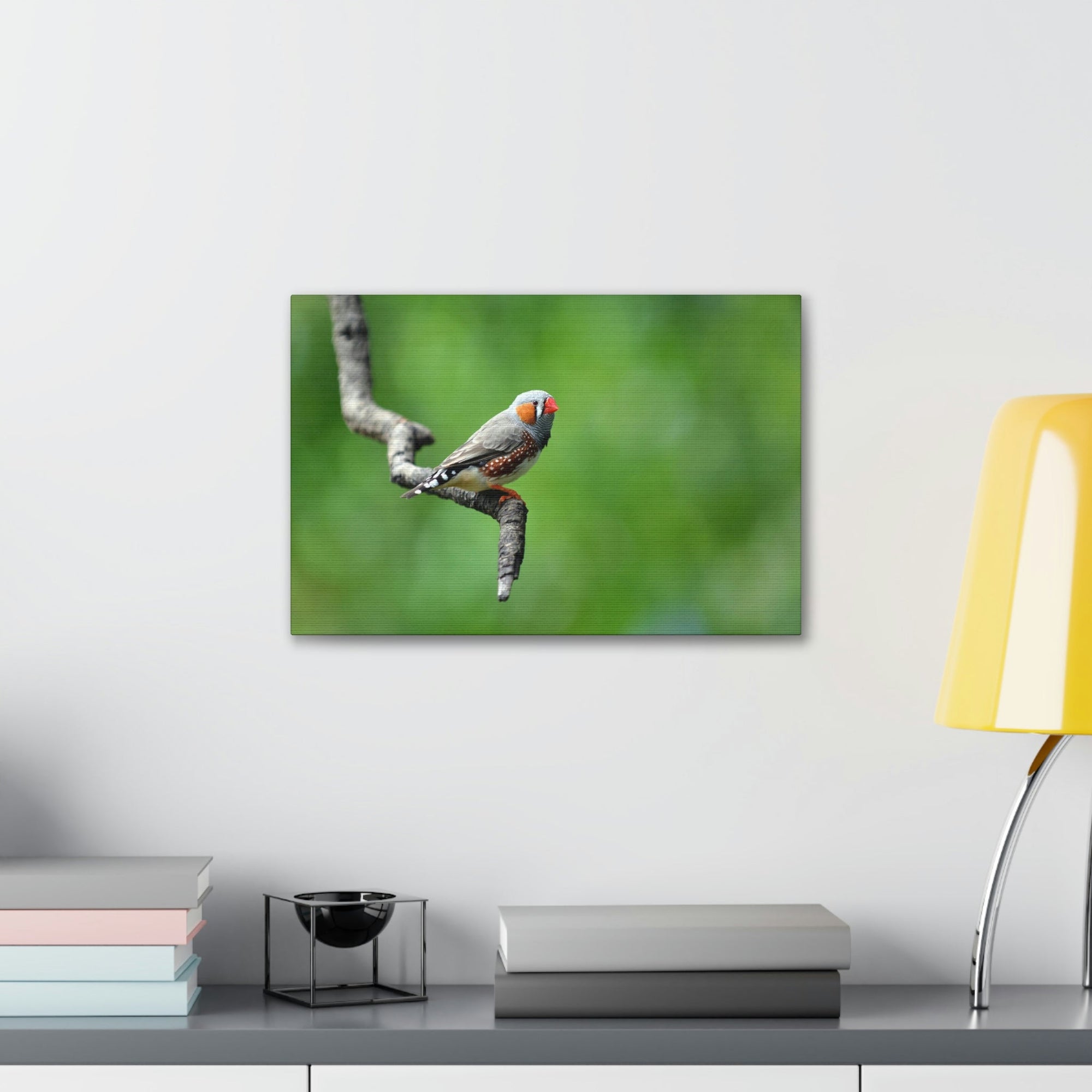 Scripture Walls Exotic Zebra Finch Sitting on a Tree Branch Print Animal Wall Art Wildlife Canvas Prints Wall Art Ready to Hang Unframed-Express Your Love Gifts