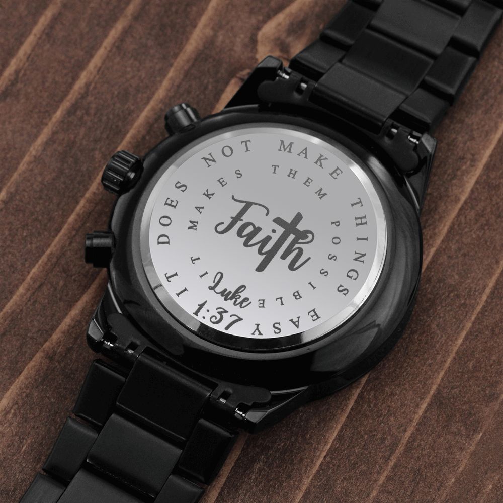 Faith Cross Luke Engraved Bible Verse Men's Watch Multifunction Stainless Steel W Copper Dial-Express Your Love Gifts
