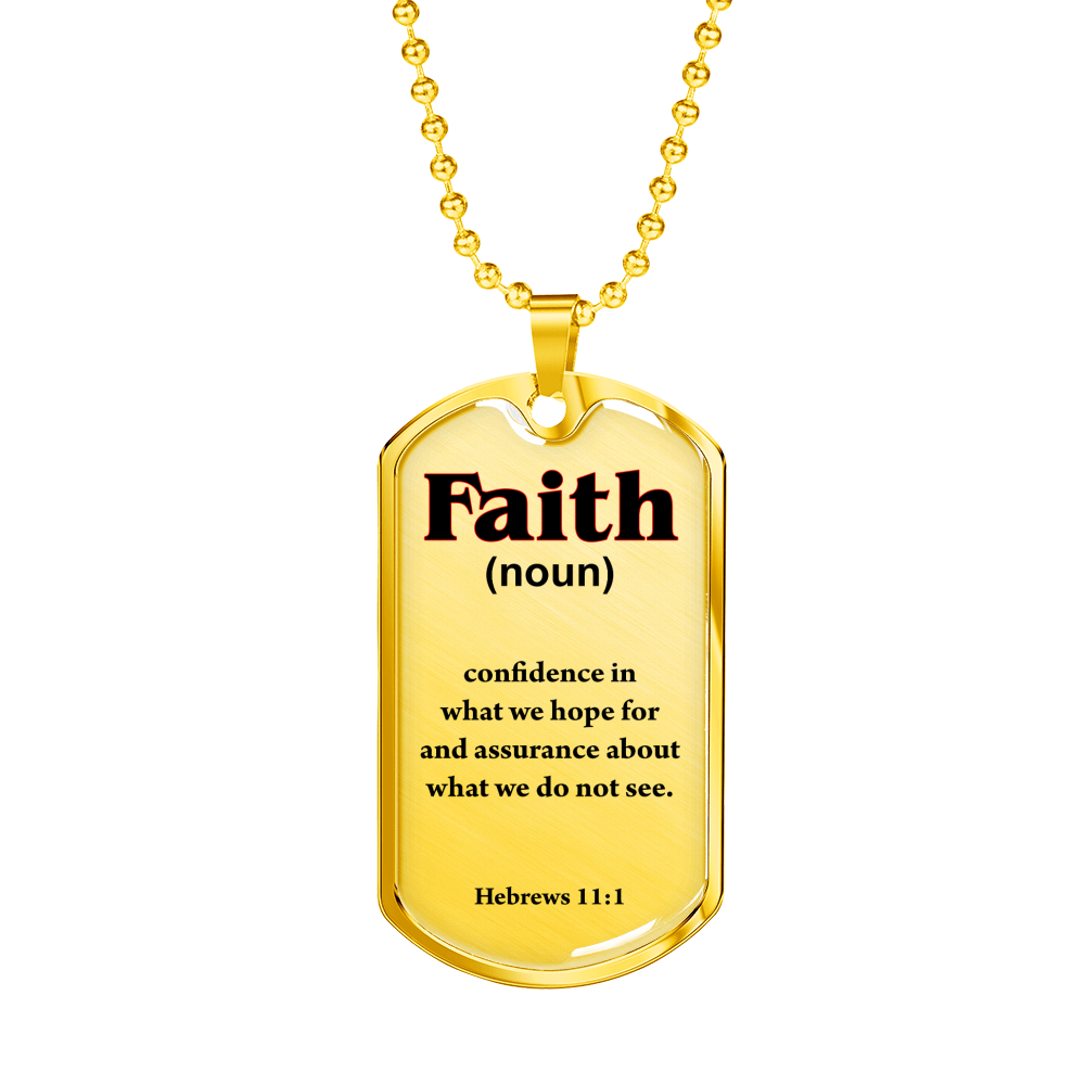 Faith Defined Hebrews Dog Tag Stainless Steel or 18k Gold 24" Chain-Express Your Love Gifts