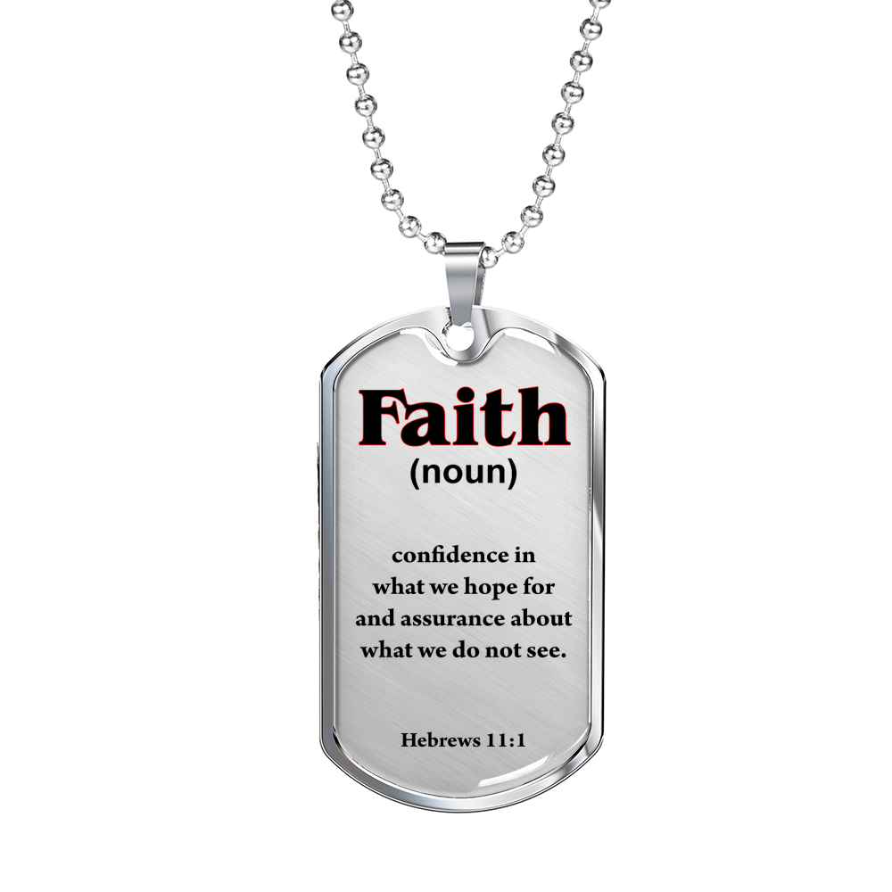 Faith Defined Hebrews Dog Tag Stainless Steel or 18k Gold 24" Chain-Express Your Love Gifts