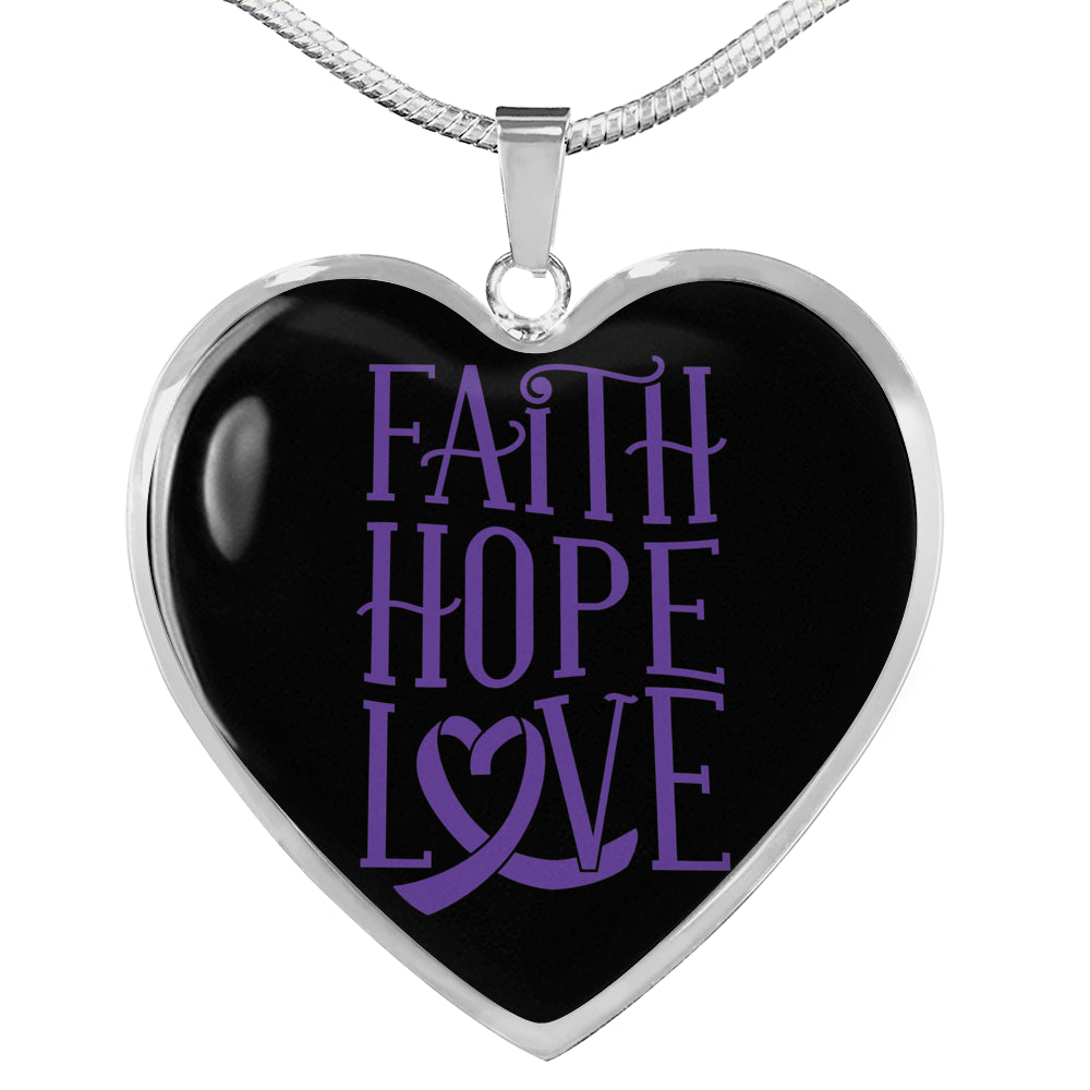 Faith Hope And Love Stainless Steel or 18k Gold Heart Pendant Necklace 18-22"-Express Your Love Gifts