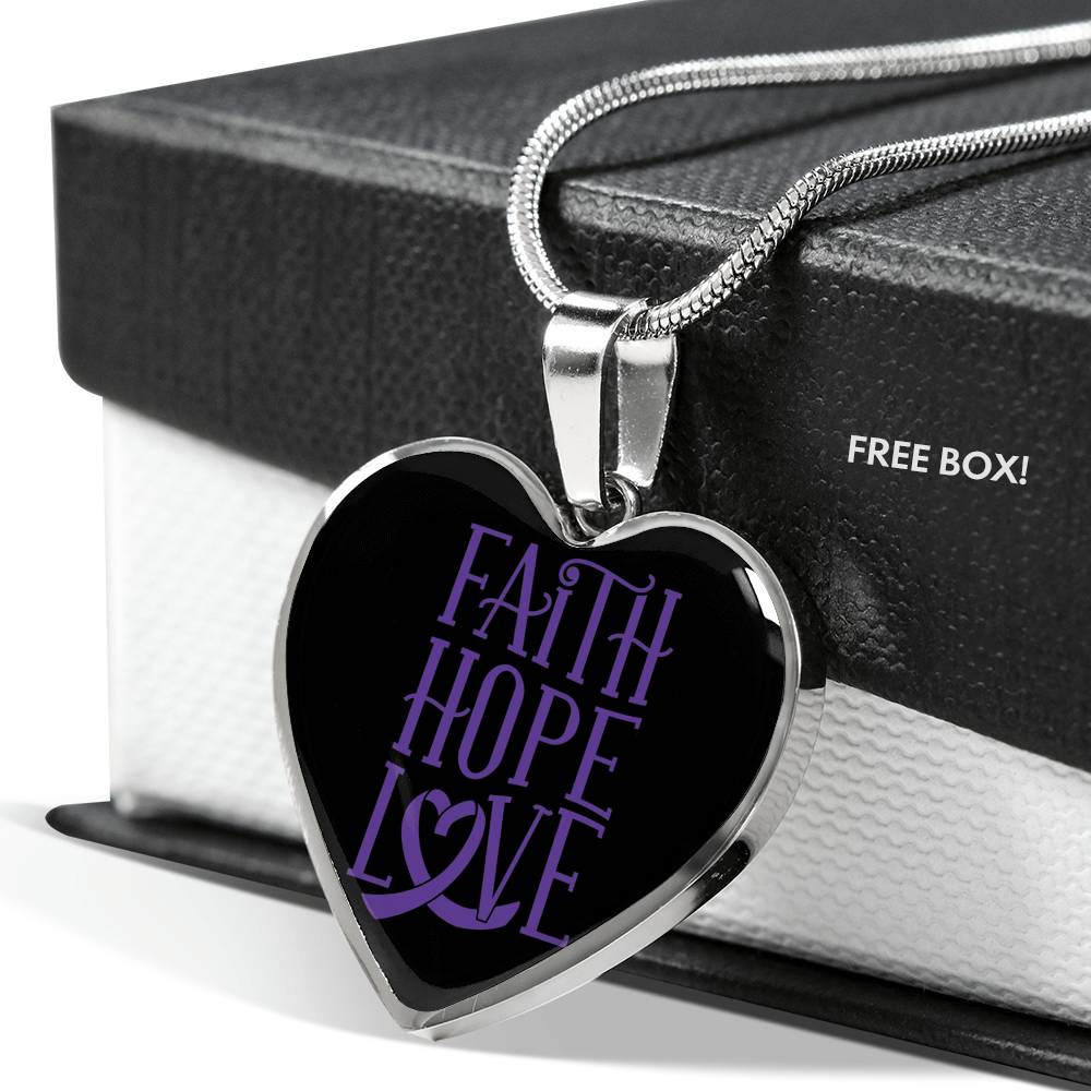 Faith Hope And Love Stainless Steel or 18k Gold Heart Pendant Necklace 18-22"-Express Your Love Gifts