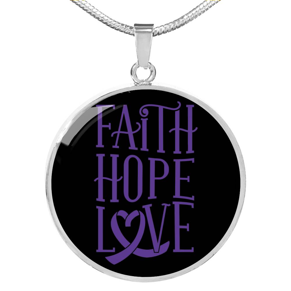 Faith Hope Love Plain Circle Necklace Stainless Steel or 18k Gold 18"-Express Your Love Gifts