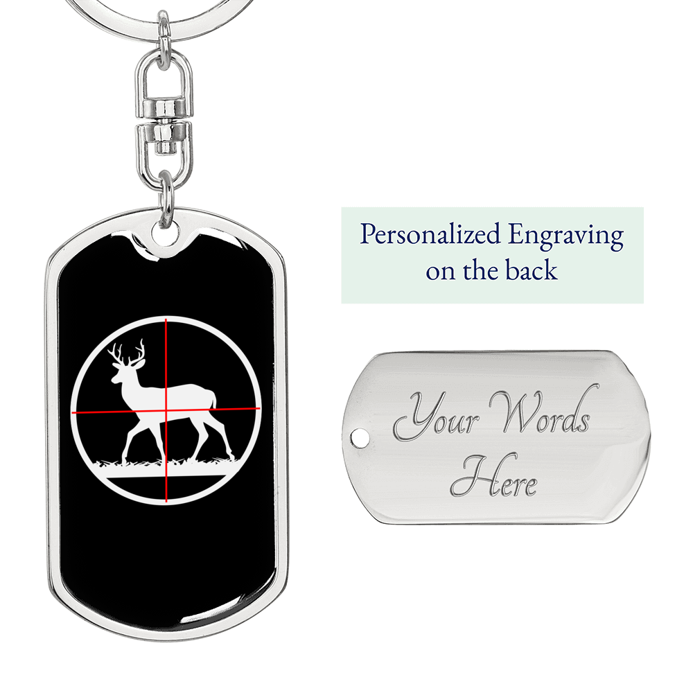 Fast Food Deer Hunter'S Keychain Gift Stainless Steel or 18k Gold Dog Tag Keyring-Express Your Love Gifts