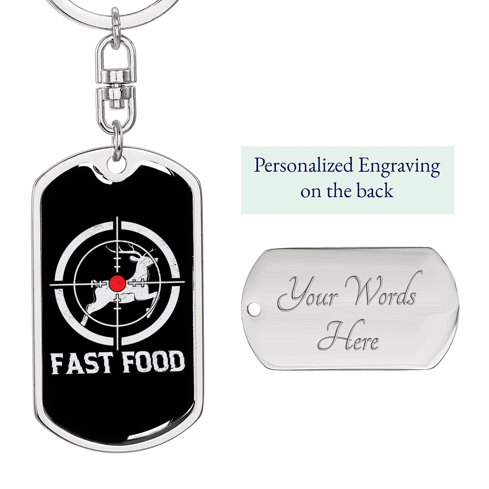 Fast Food Hunter'S Keychain Gift Stainless Steel or 18k Gold Dog Tag Keyring-Express Your Love Gifts