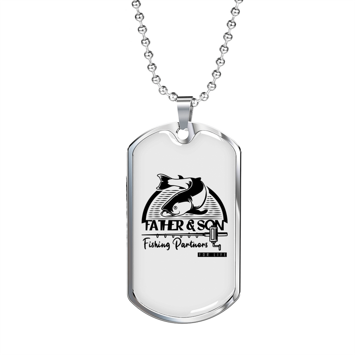 Hunting Fishing Necklace Stainless Steel or 18k Gold Dog Tag 24