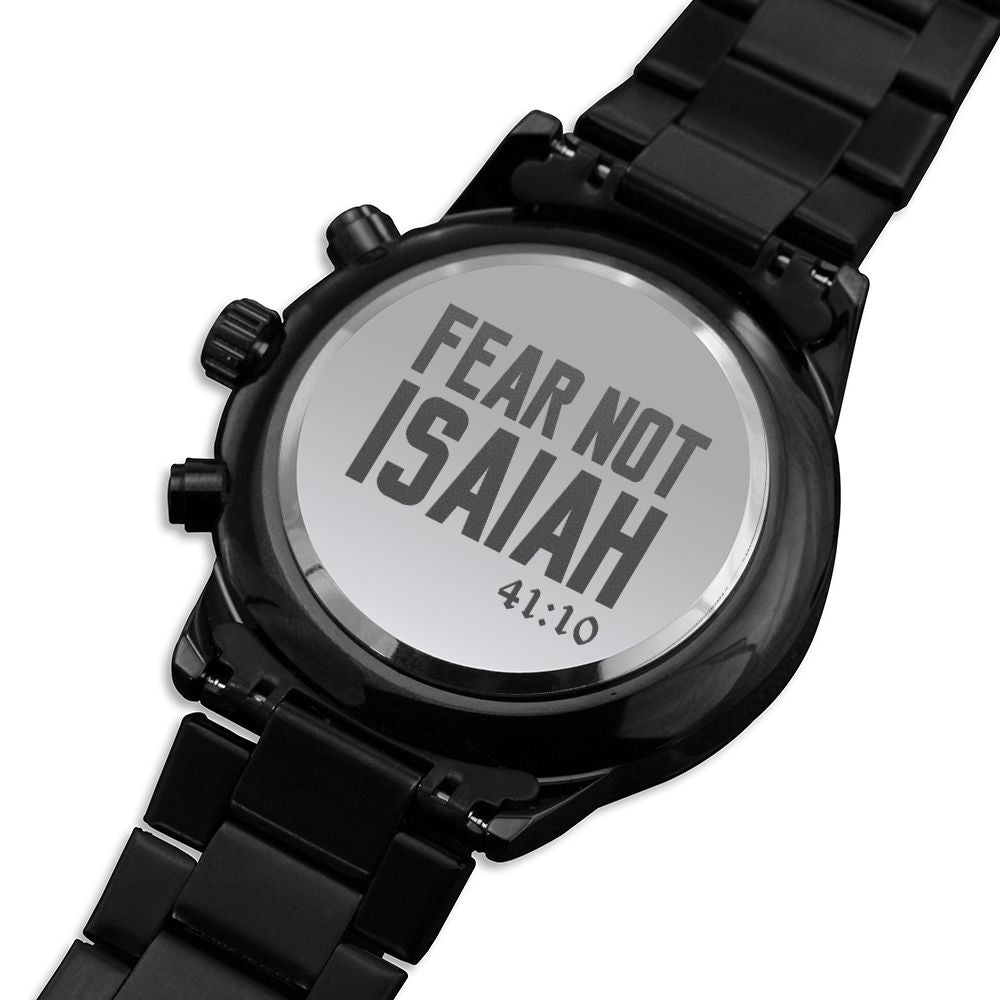 Fear Not Isaiah Engraved Bible Verse Men's Watch Multifunction Stainless Steel W Copper Dial-Express Your Love Gifts