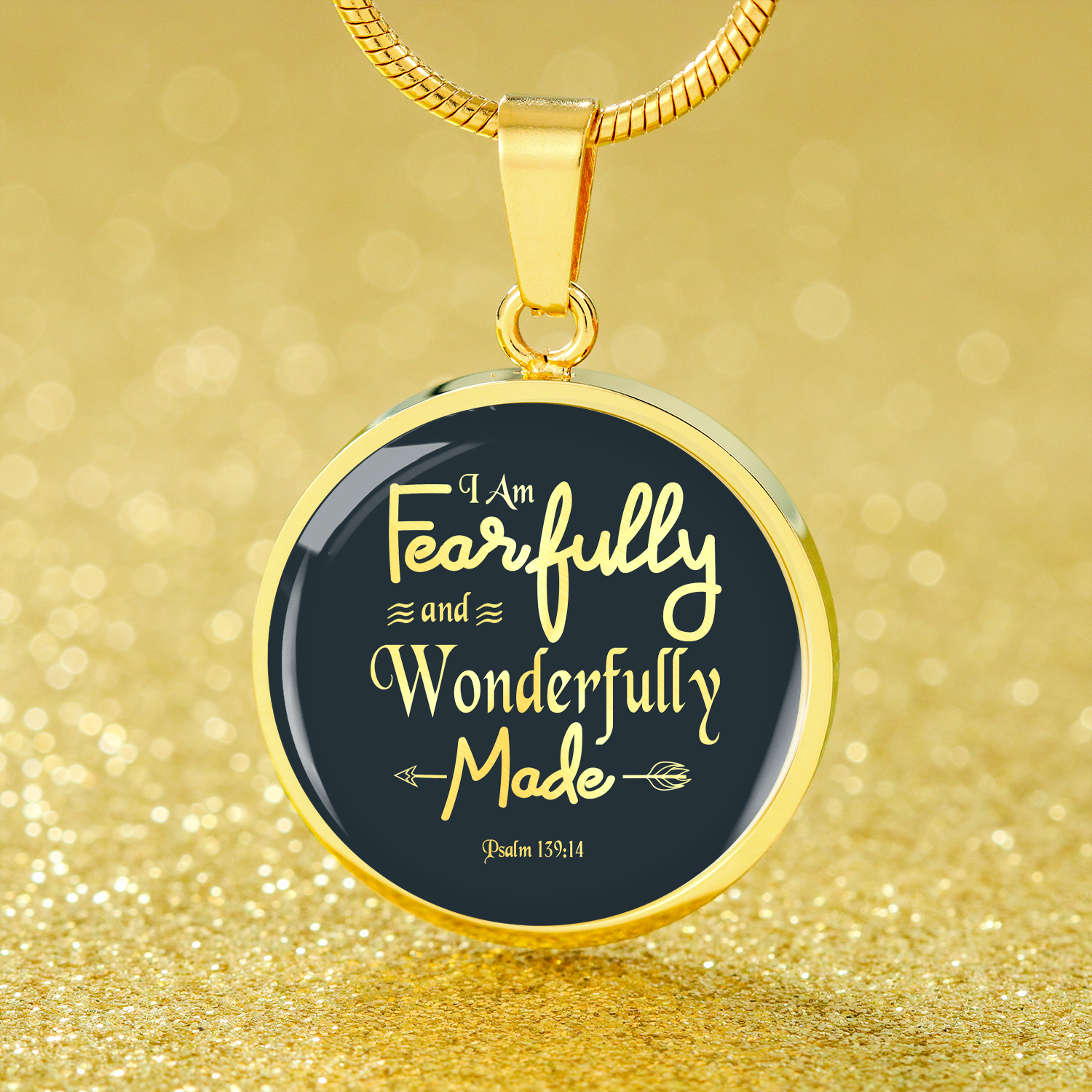 Fearfully & Wonderfully Necklace 18k Gold Stainless Steel Circle Pendant 18-22" - Express Your Love Gifts