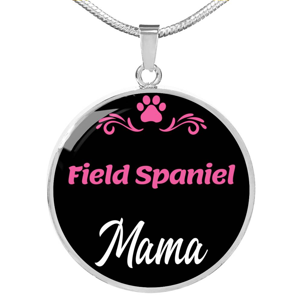 Field Spaniel Mama Necklace Circle Pendant Stainless Steel or 18k Gold 18-22" Dog Mom Pendant-Express Your Love Gifts