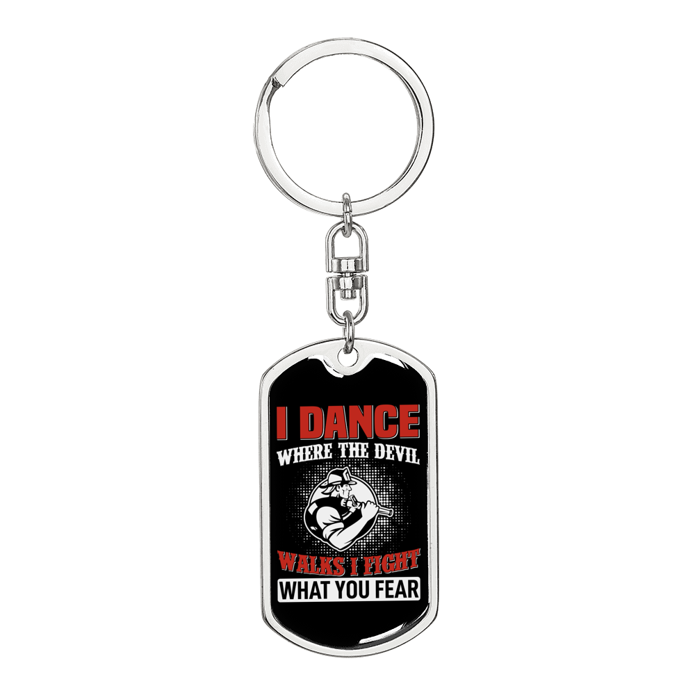 Fight What You Fear Firefighter Keychain Stainless Steel or 18k Gold Dog Tag Keyring-Express Your Love Gifts