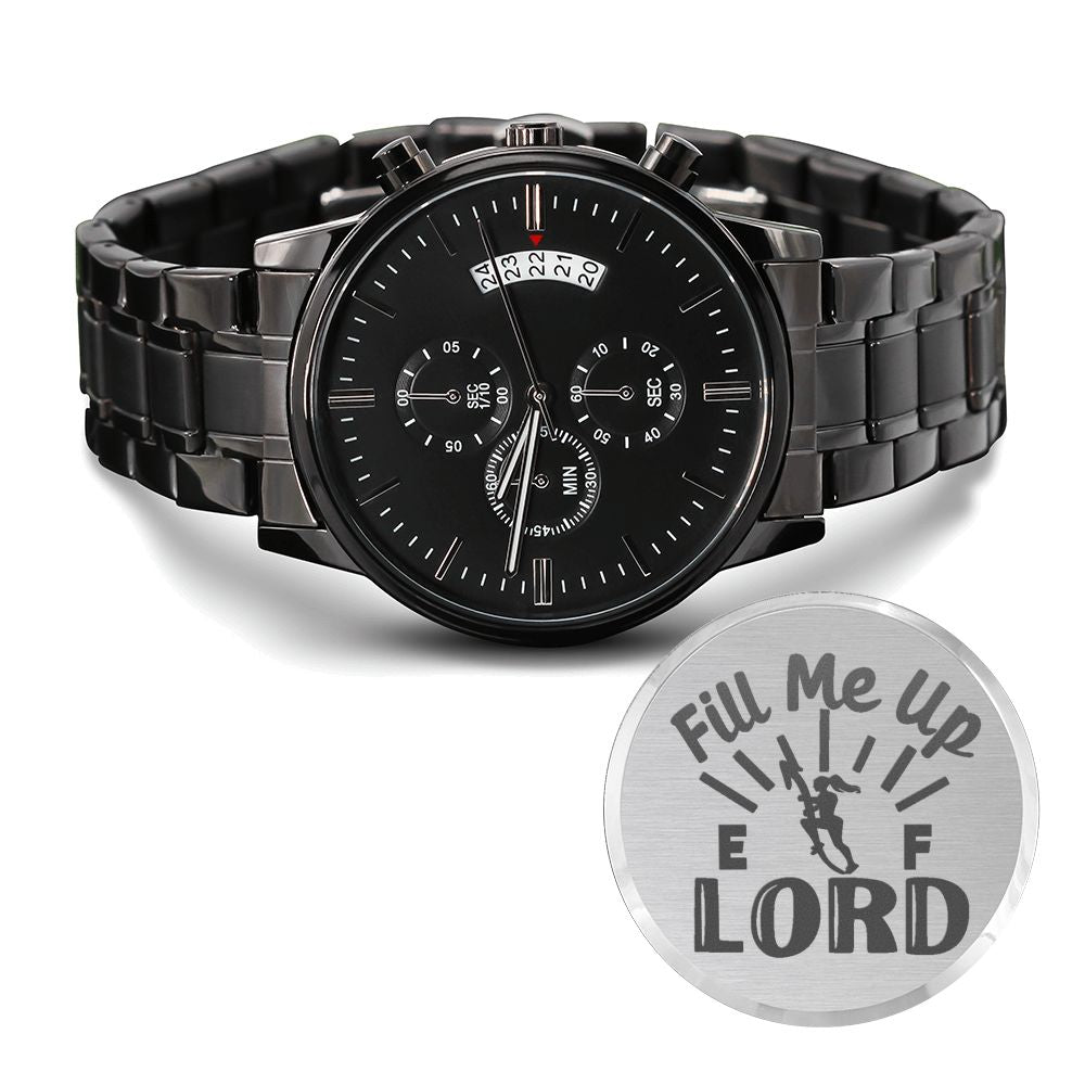 Fill Me Up Engraved Bible Verse Men&#39;s Watch Multifunction Stainless Steel W Copper Dial-Express Your Love Gifts