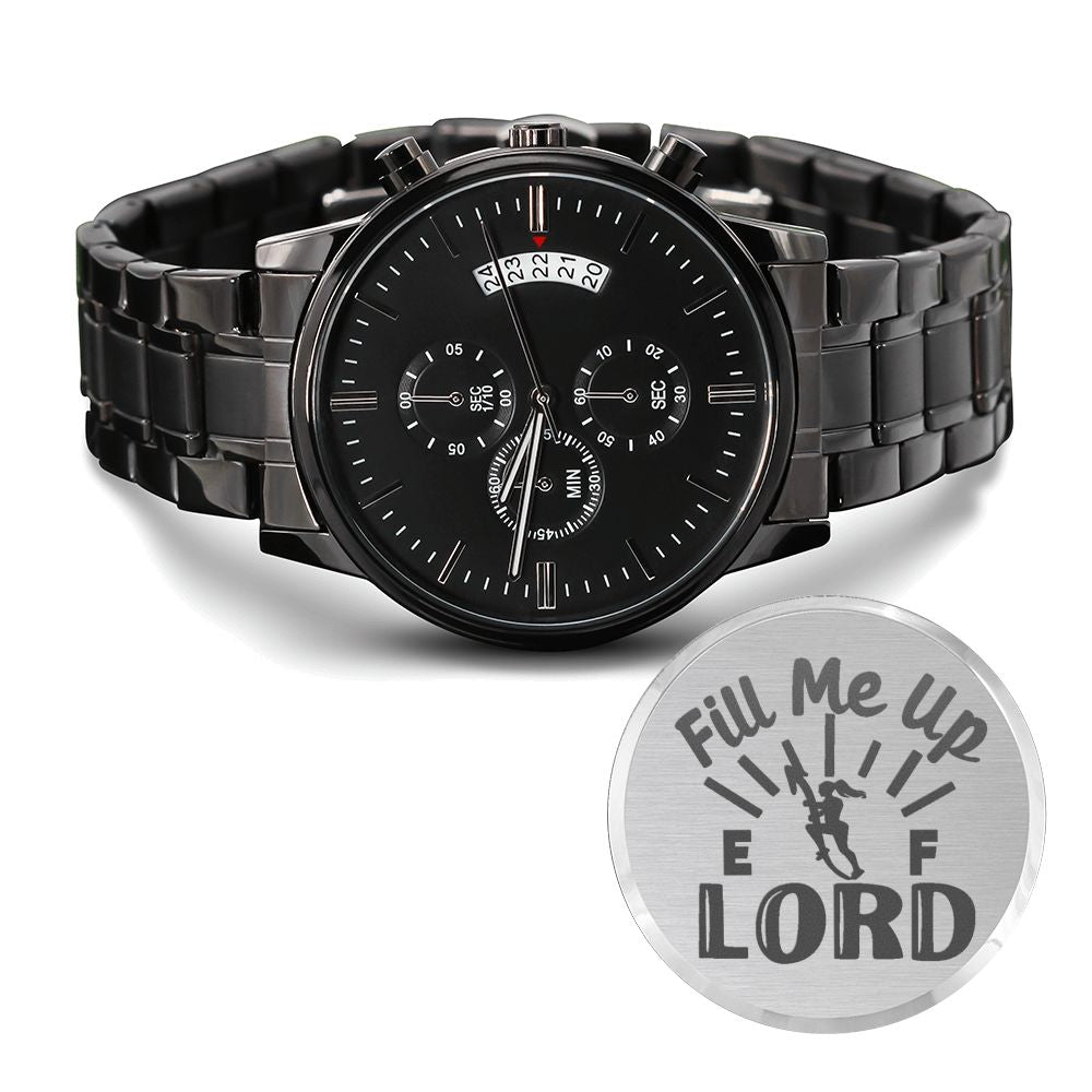 Fill Me Up Engraved Bible Verse Men's Watch Multifunction Stainless Steel W Copper Dial-Express Your Love Gifts