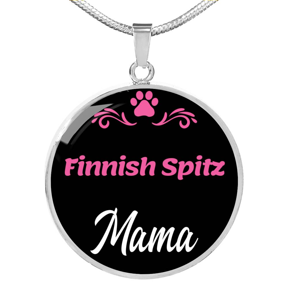 Finnish Spitz Mama Necklace Circle Pendant Stainless Steel or 18k Gold 18-22" Dog Mom Pendant-Express Your Love Gifts