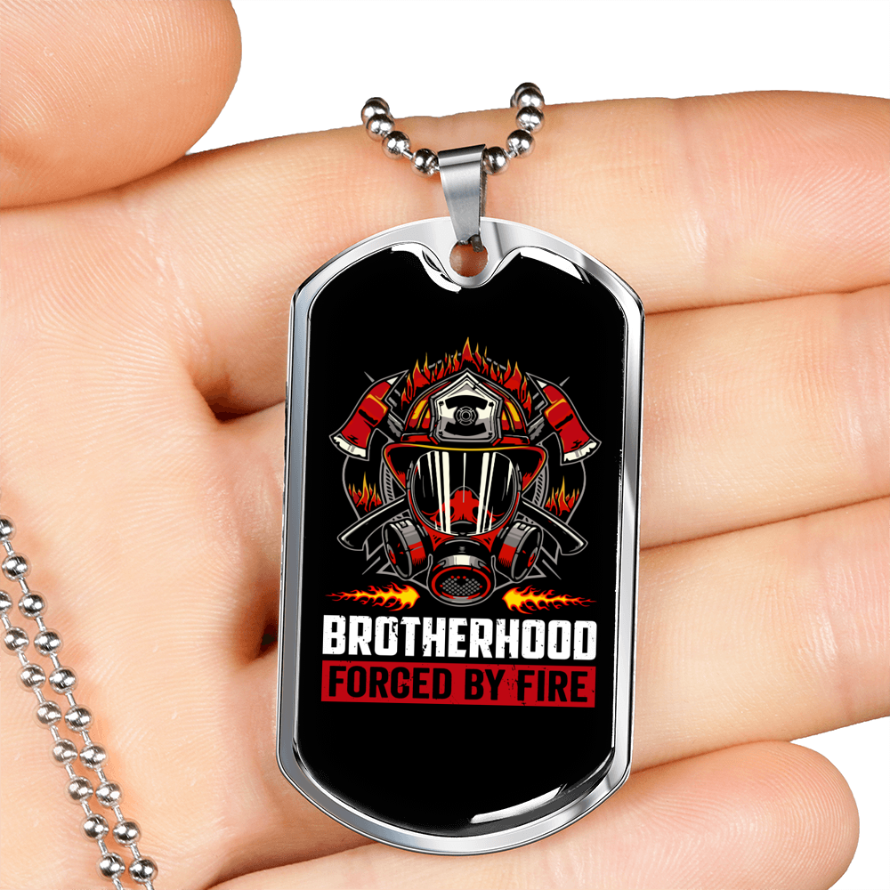 Firefighter Brotherhood Gift Stainless Steel or 18k Gold Dog Tag 24" Chain-Express Your Love Gifts