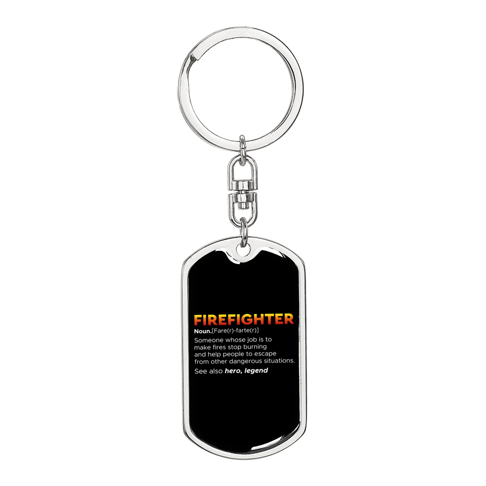 Firefighter Hero And Legend Keychain Stainless Steel or 18k Gold Dog Tag Keyring-Express Your Love Gifts