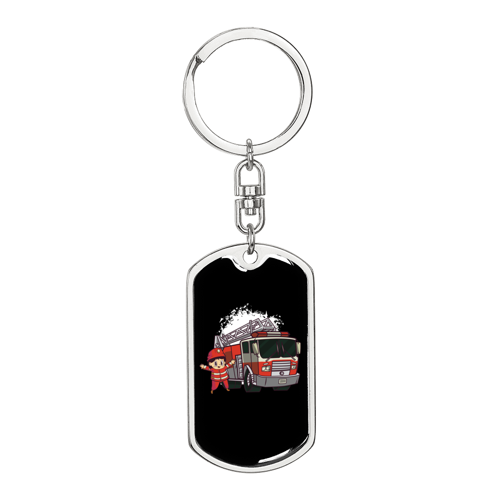 Firefighter Kid'S Keychain Stainless Steel or 18k Gold Dog Tag Keyring-Express Your Love Gifts