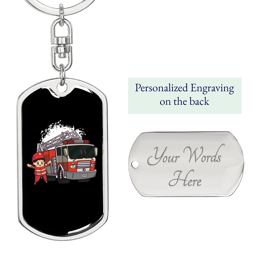 Firefighter Kid'S Keychain Stainless Steel or 18k Gold Dog Tag Keyring-Express Your Love Gifts