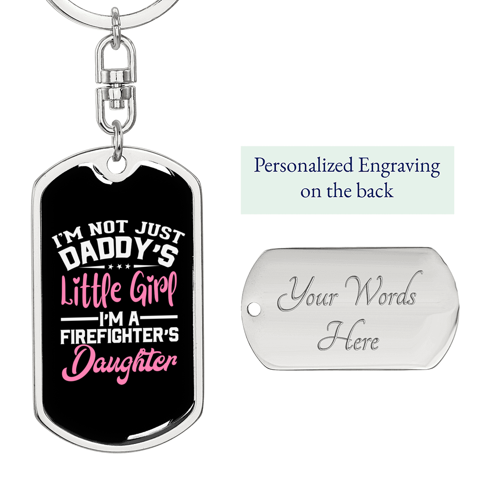 Firefighter'S Little Girl Keychain Stainless Steel or 18k Gold Dog Tag Keyring-Express Your Love Gifts