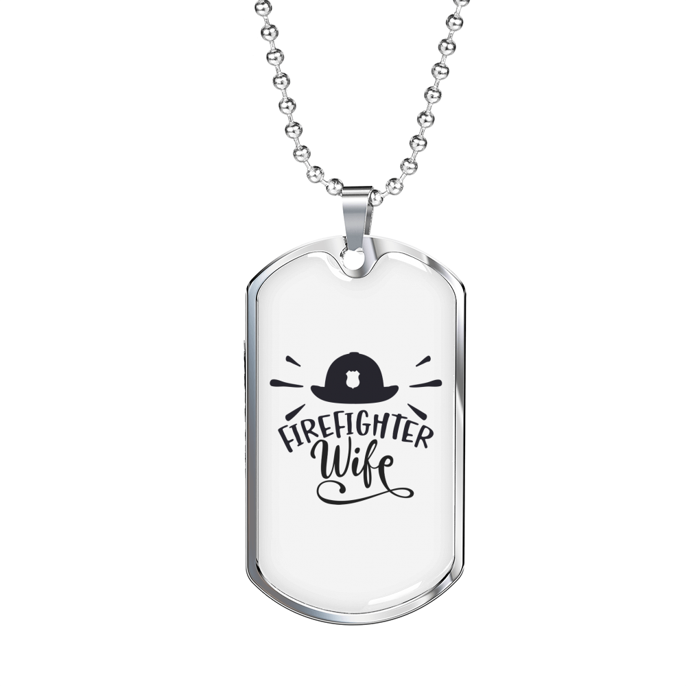 Firefighter Wife Necklace Stainless Steel or 18k Gold Dog Tag 24" Chain-Express Your Love Gifts