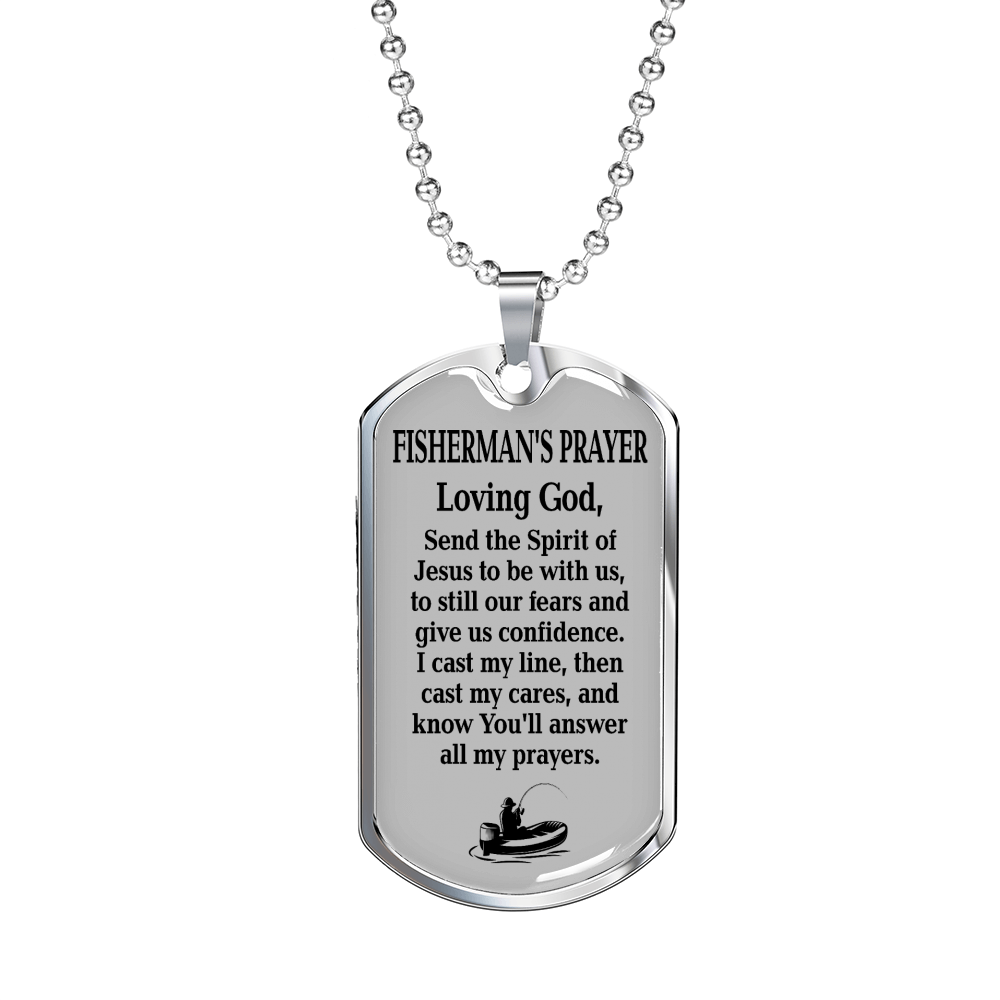 Fisherman'S Prayer Dog Tag Stainless Steel or 18k Gold 24" Chain-Express Your Love Gifts