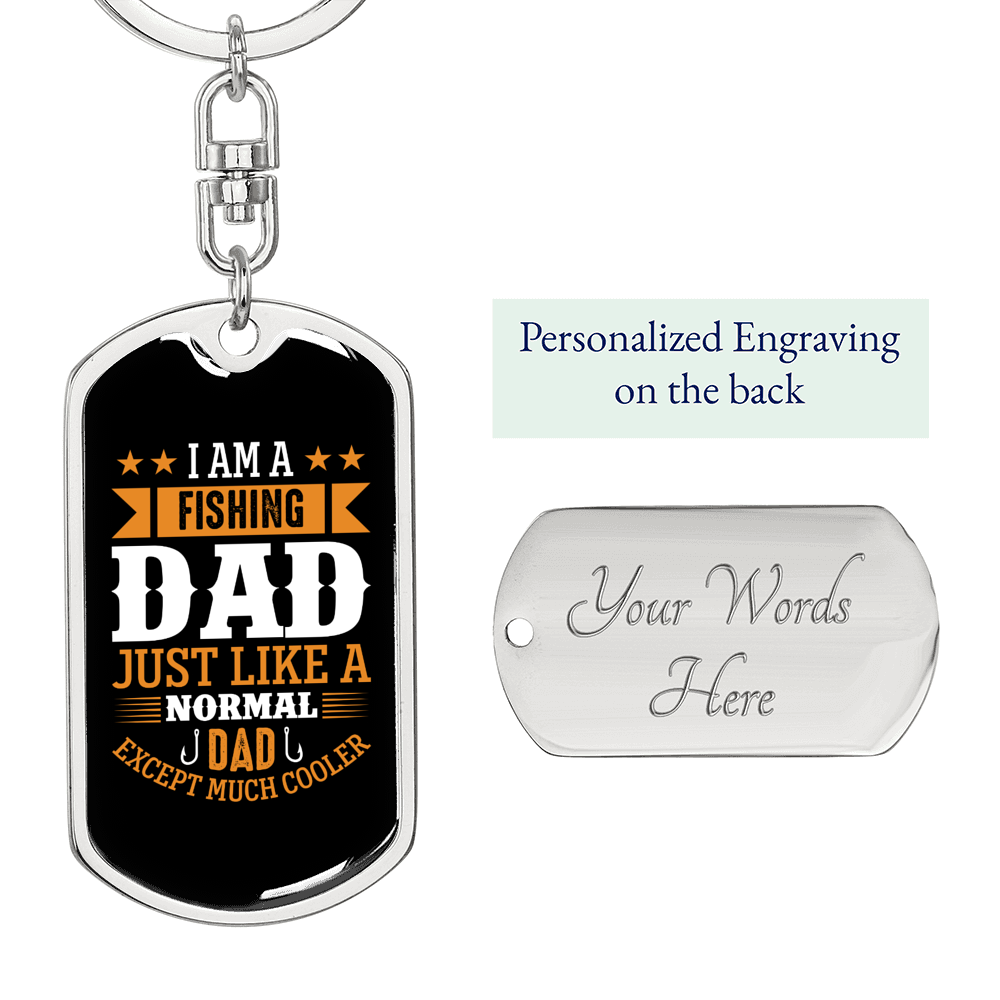 Fishing Like A Dad Fishing Keychain Stainless Steel or 18k Gold Dog Tag Keyring-Express Your Love Gifts