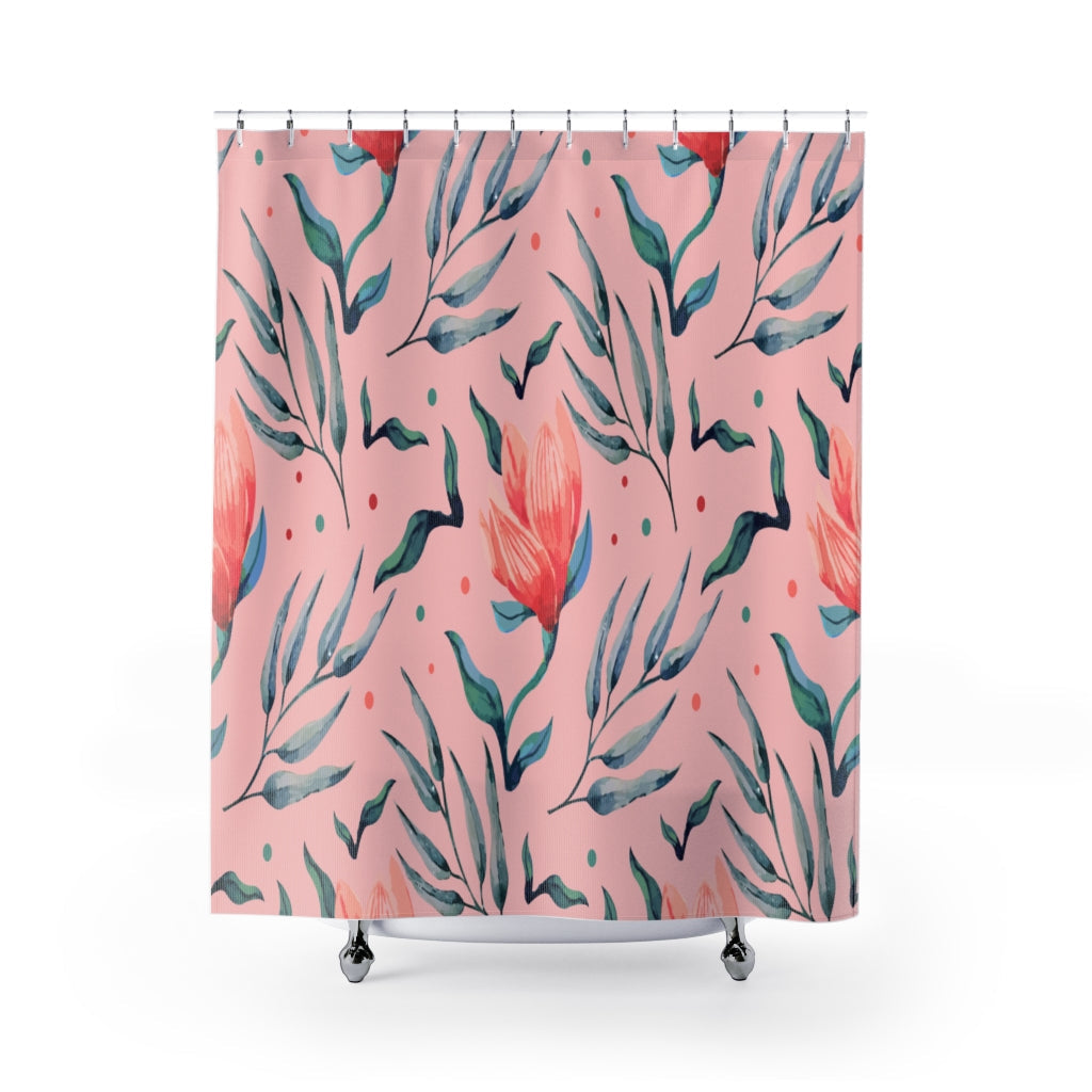 Floral Pink Watercolor Stylish Design 71&quot; x 74&quot; Elegant Waterproof Shower Curtain for a Spa-like Bathroom Paradise Exceptional Craftsmanship-Express Your Love Gifts