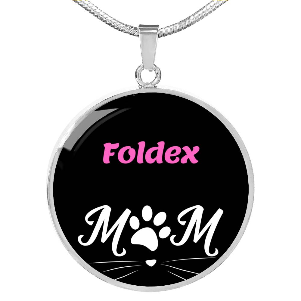 Foldex Cat Mom Necklace Circle Pendant Stainless Steel or 18k Gold 18-22"-Express Your Love Gifts