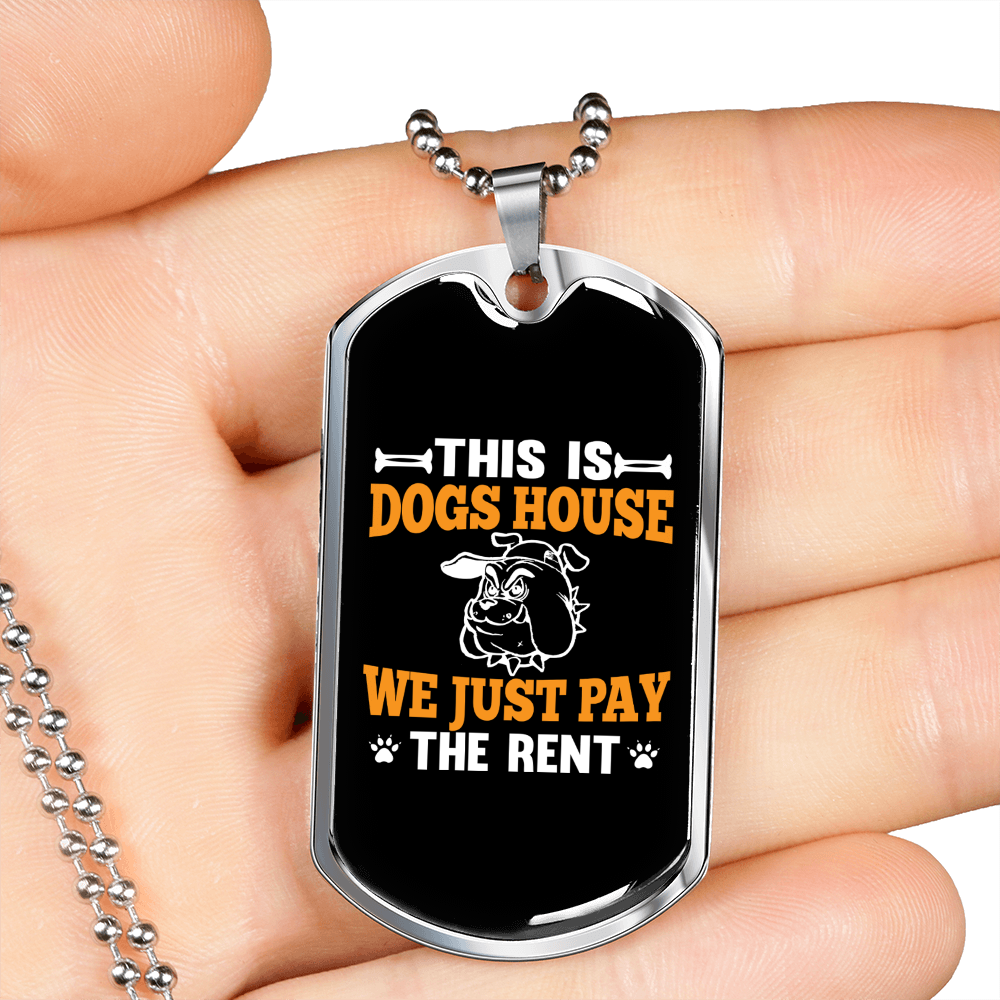 For Rent Bulldog Necklace Stainless Steel or 18k Gold Dog Tag 24" Chain-Express Your Love Gifts