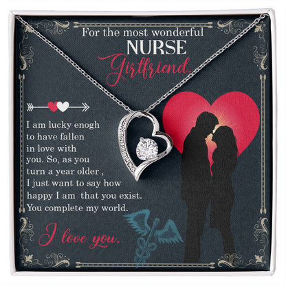 For the Most Wonderful Nurse Girlfriend Healthcare Medical Worker Nurse Appreciation Gift Forever Necklace w Message Card-Express Your Love Gifts