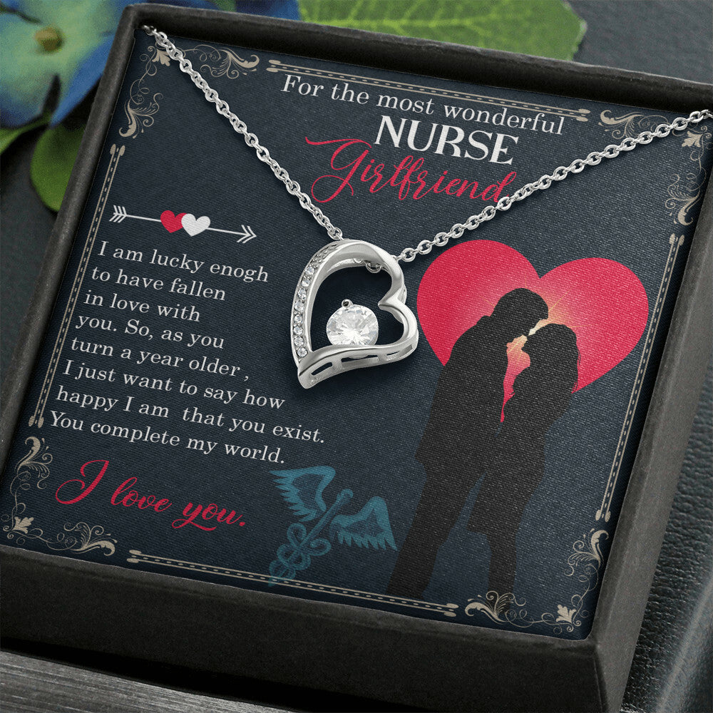 For the Most Wonderful Nurse Girlfriend Healthcare Medical Worker Nurse Appreciation Gift Forever Necklace w Message Card-Express Your Love Gifts
